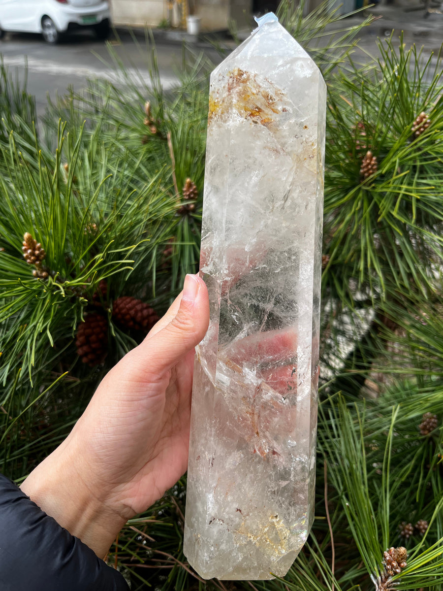5A 2240G   Super transparent red-yellow healing crystal big column