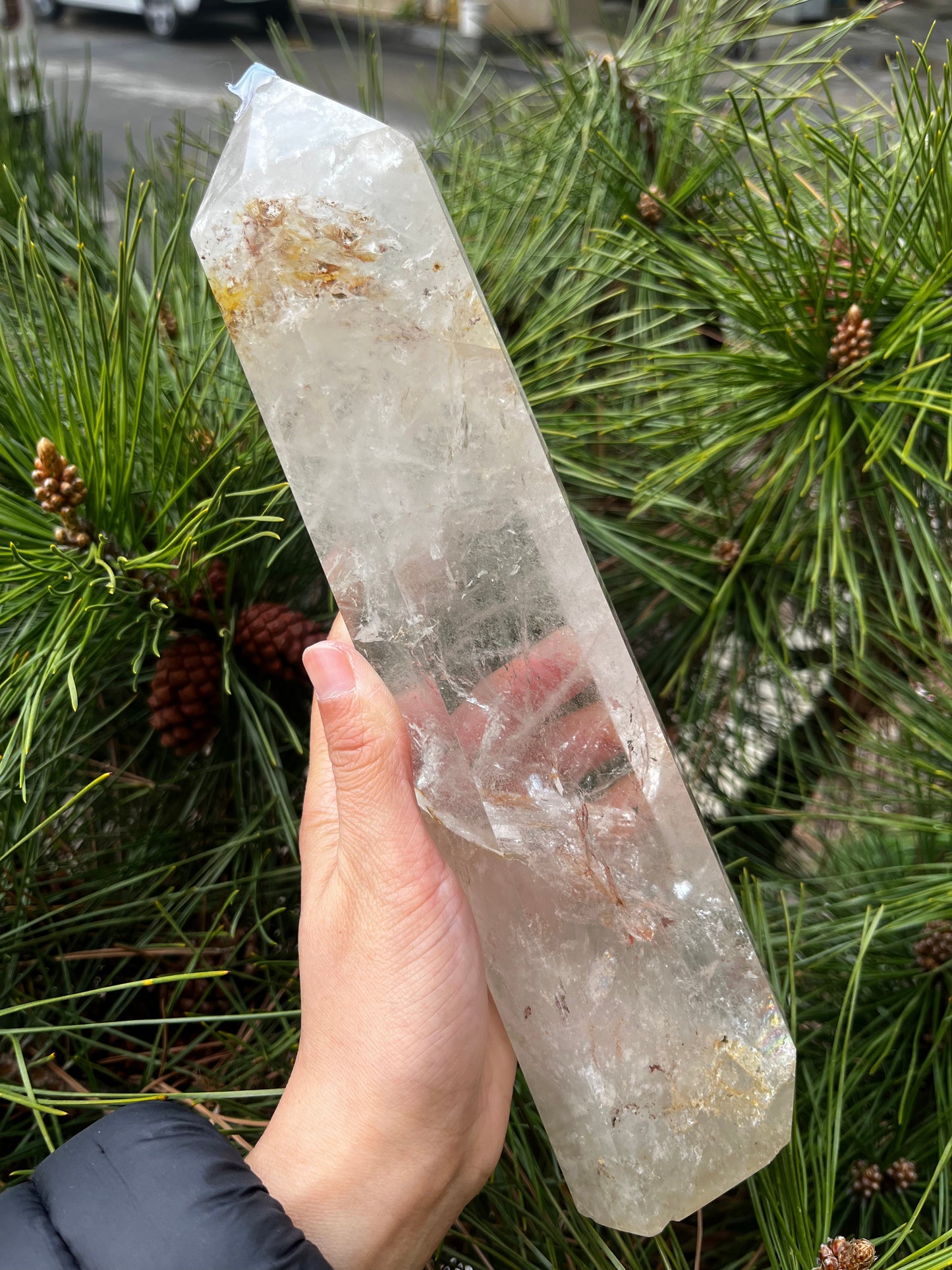 5A 2240G   Super transparent red-yellow healing crystal big column