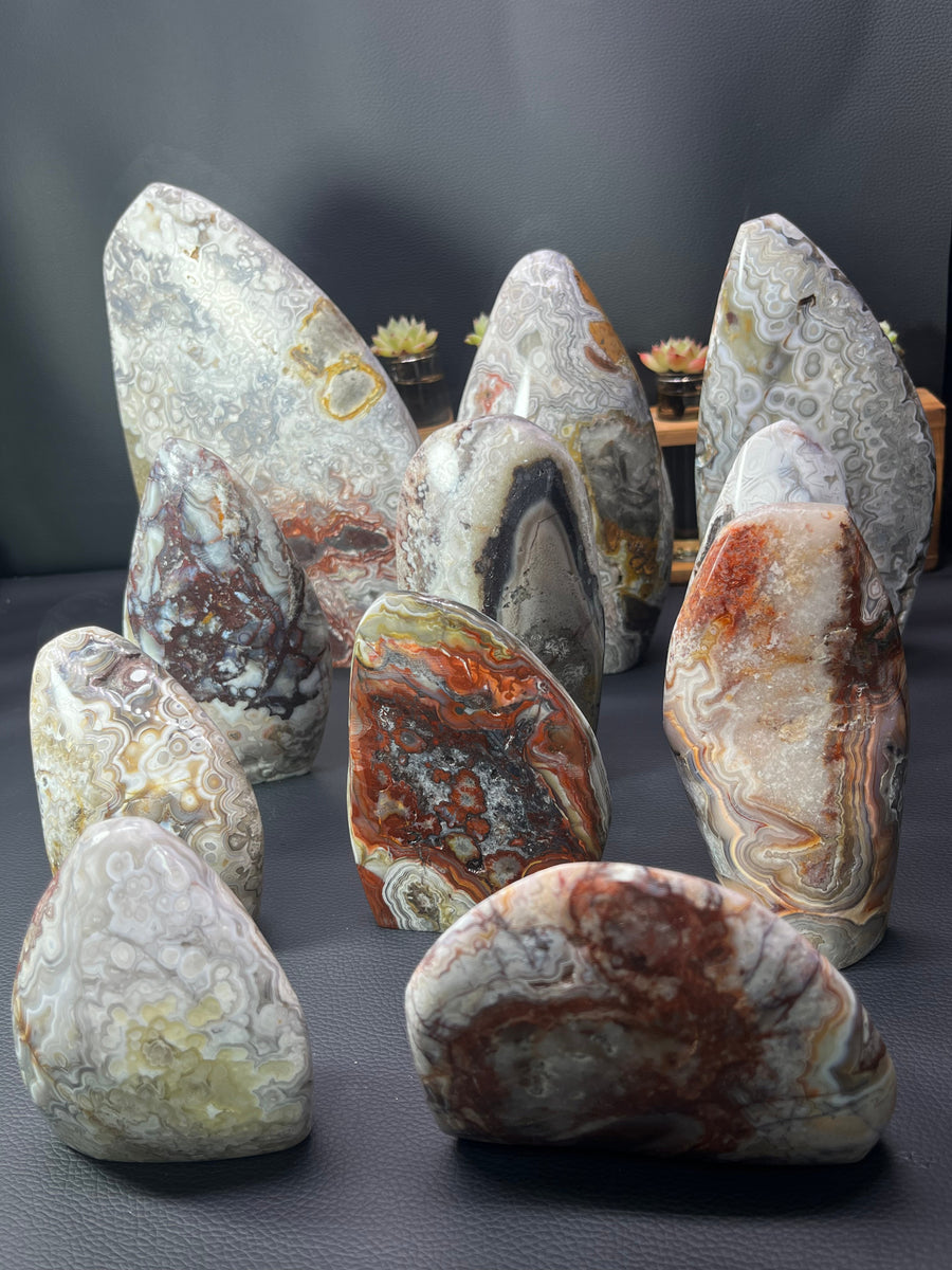 5A500G Natural mexico agate crazy banding Silk Agate freeform