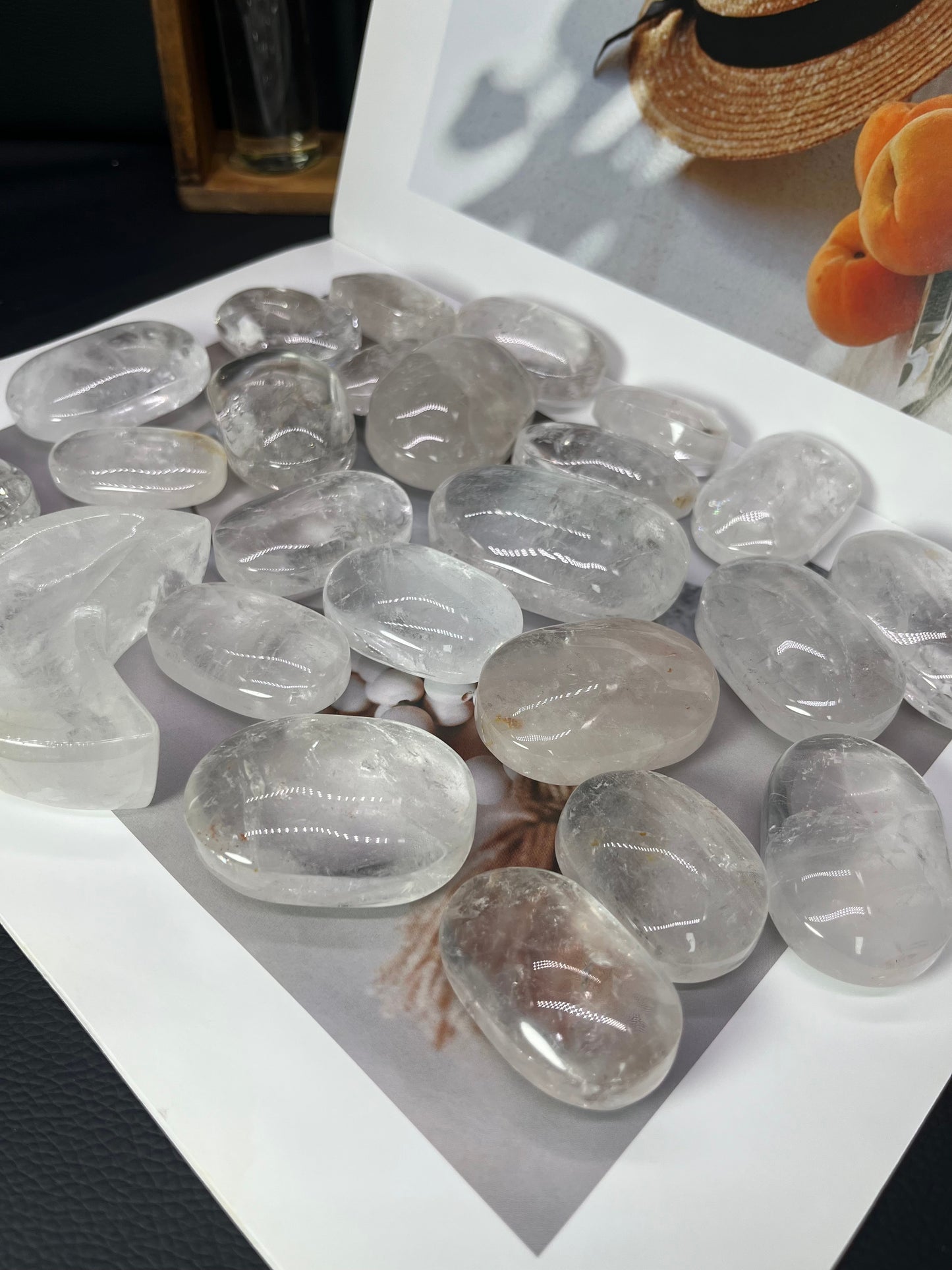 5A60G   Premium Clear & Smoky Quartz Palm Stones