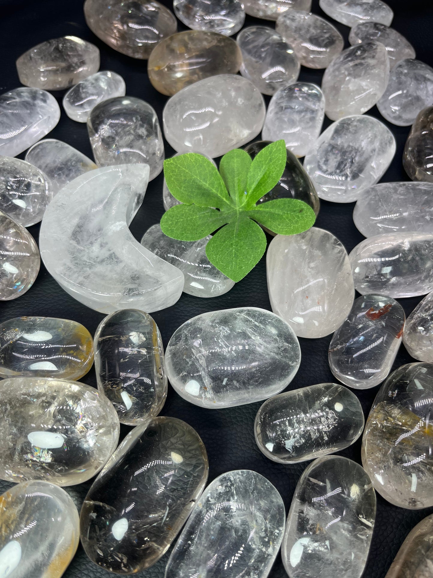 5A60G   Premium Clear & Smoky Quartz Palm Stones