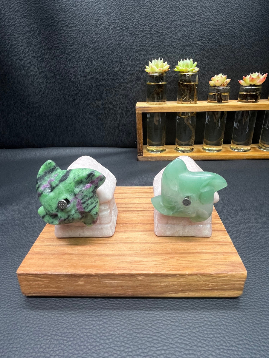 5A50G  Natural Agate Ornament WINDMILL HOUSE/DOLPHIN SEA CARVING