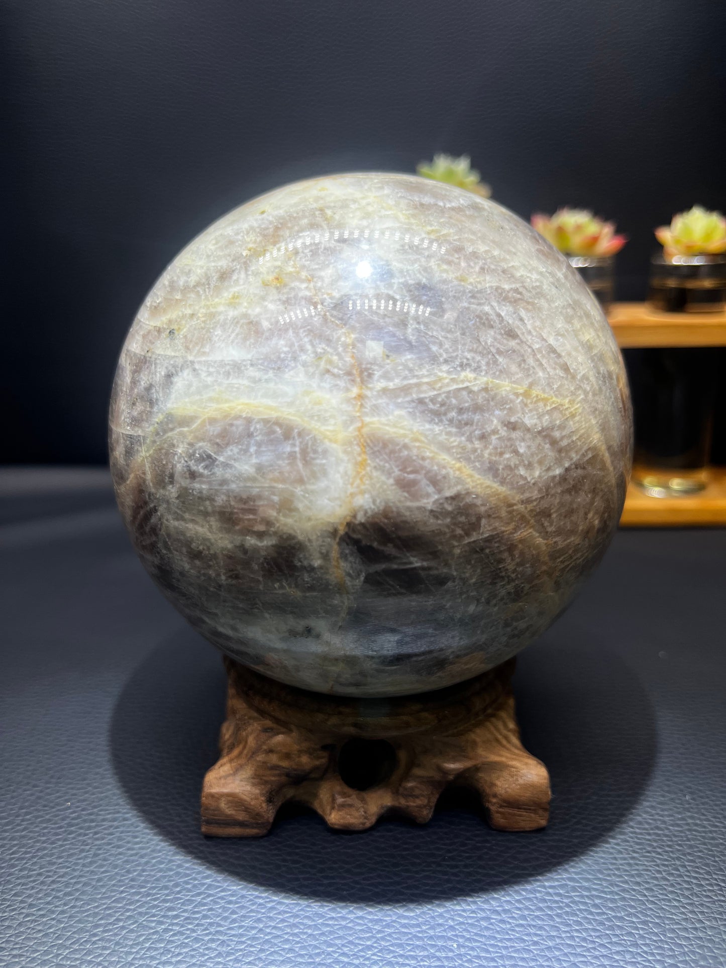 5A600G   Premium Labradorite & Moonstone Sphere
