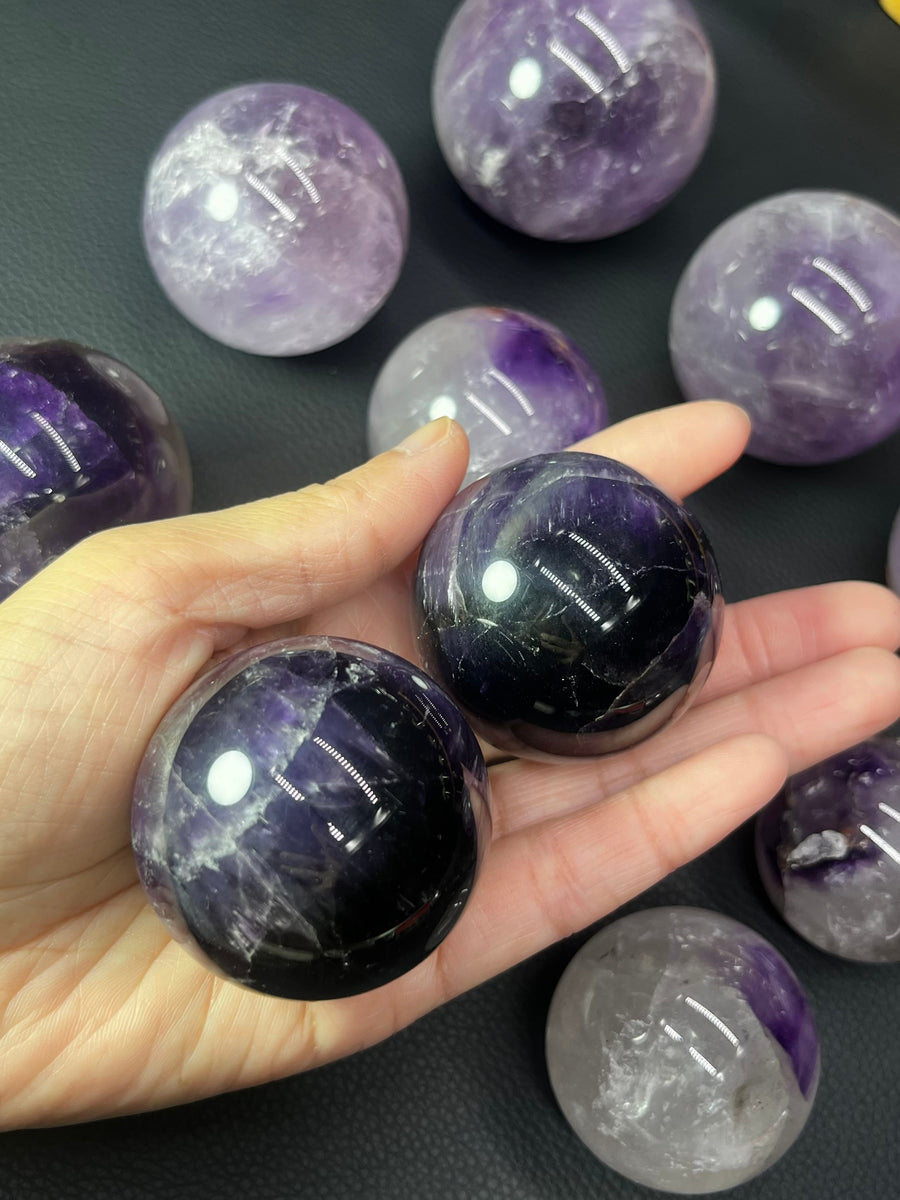 5A200G   Stunning Sparkling High-Gloss Natural Amethyst Sphere Specimen
