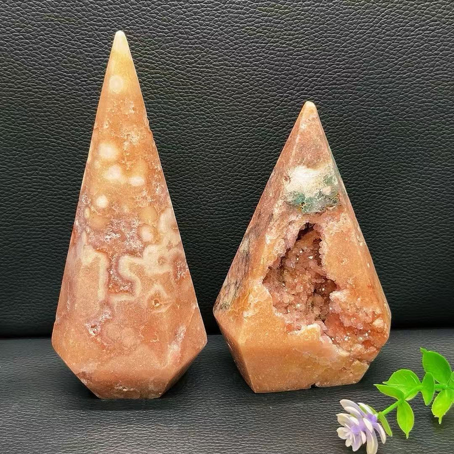 5A140G  Exquisite Cherry Blossom Agate Diamond Column