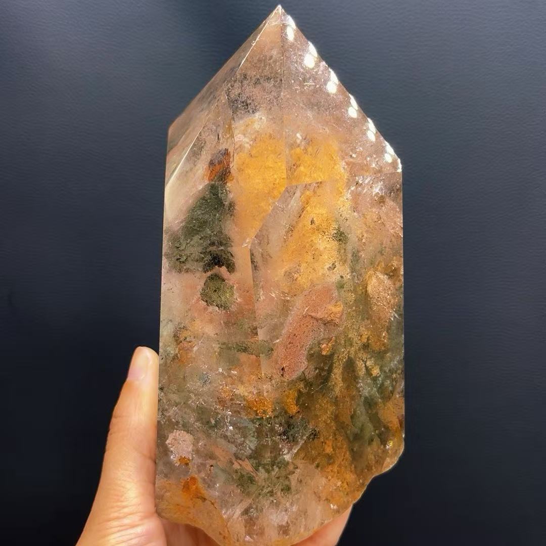 5A 2160G  Colorful Phantom Crystal Large Pillar Ornament