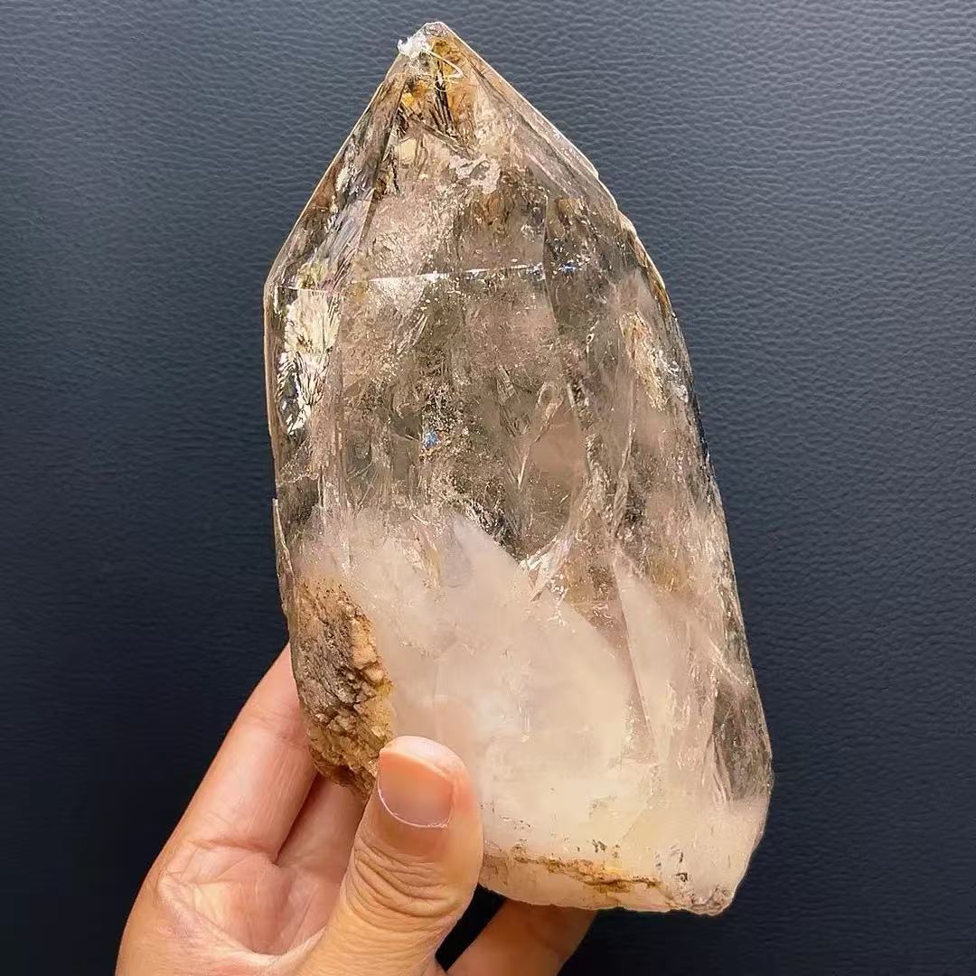 5A1330G   Sparkling Iridescent Black Tourmaline Quartz Wand Ornament