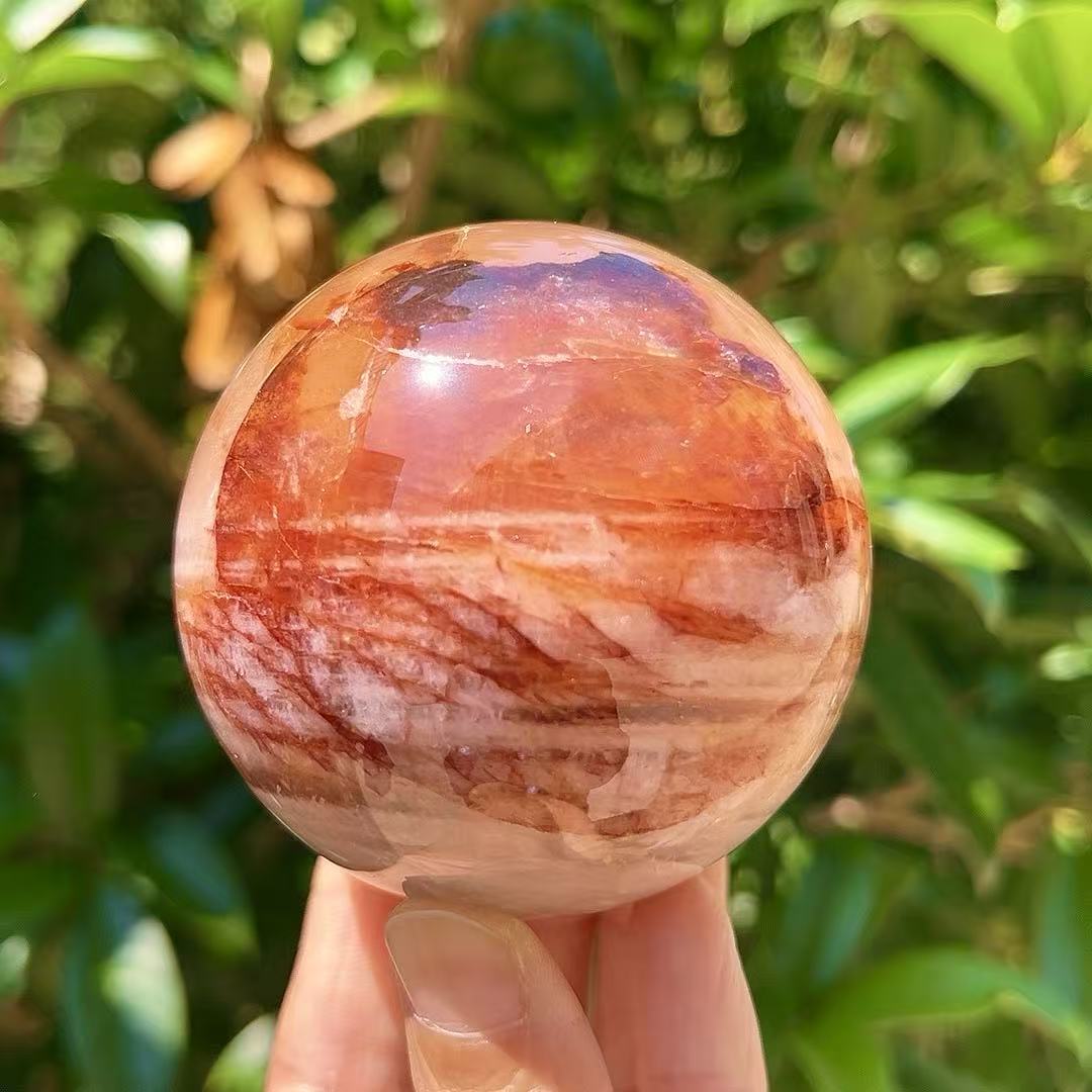 Sparkling Red & Yellow Flower Quartz Sphere