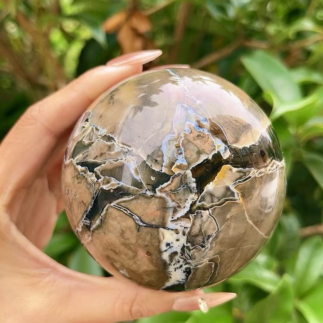 5A620G   Fiery Veined Volcanic Agate Sphere