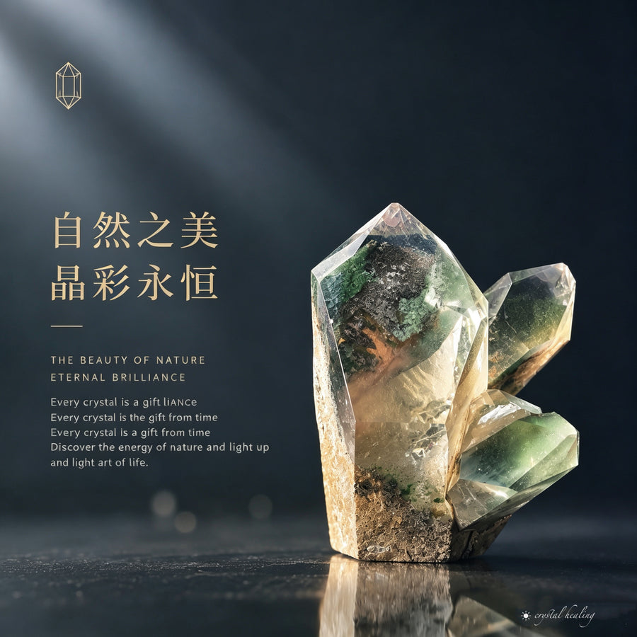 5A 1400G Natural Green Phantom GARDEN Quartz Cluster (WITH CUSTOM VARVING BASE)