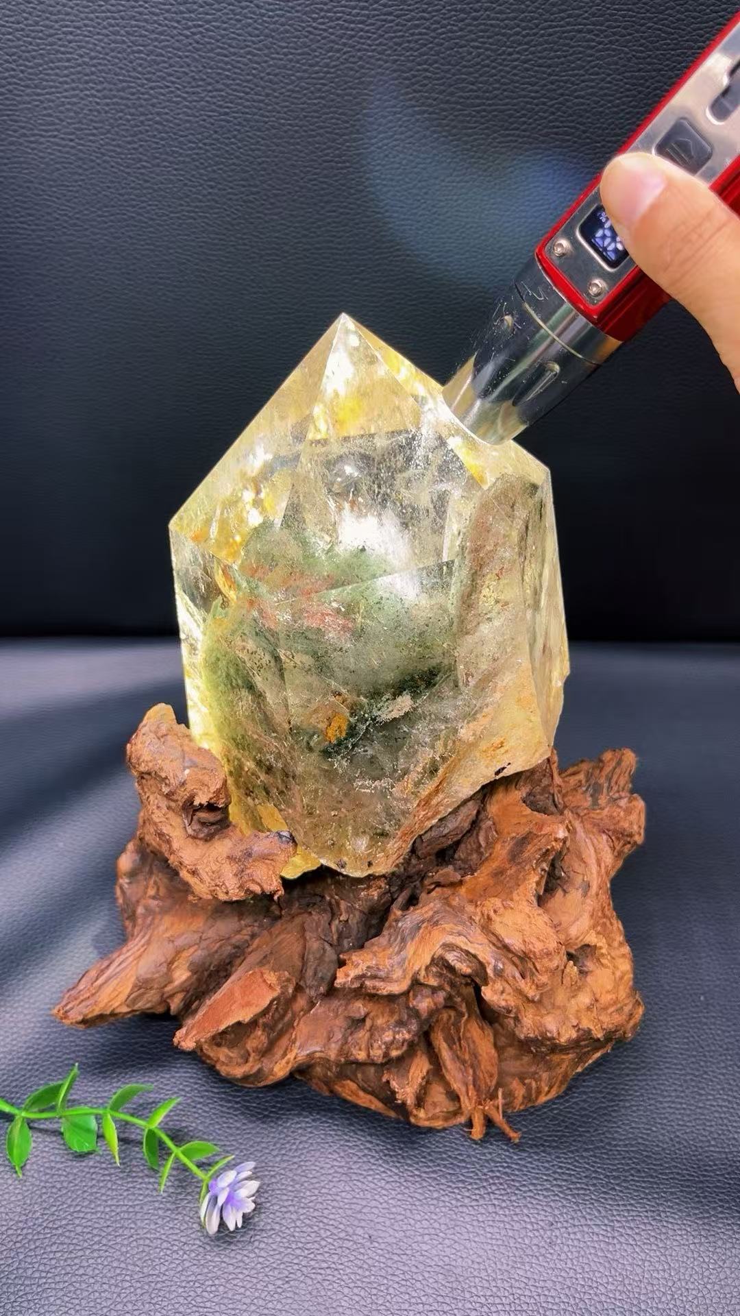5A  1400G  Natural icy clear phantom quartz ornament