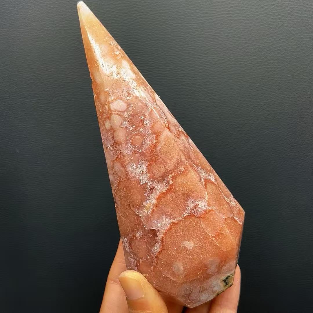 5A140G  Exquisite Cherry Blossom Agate Diamond Column