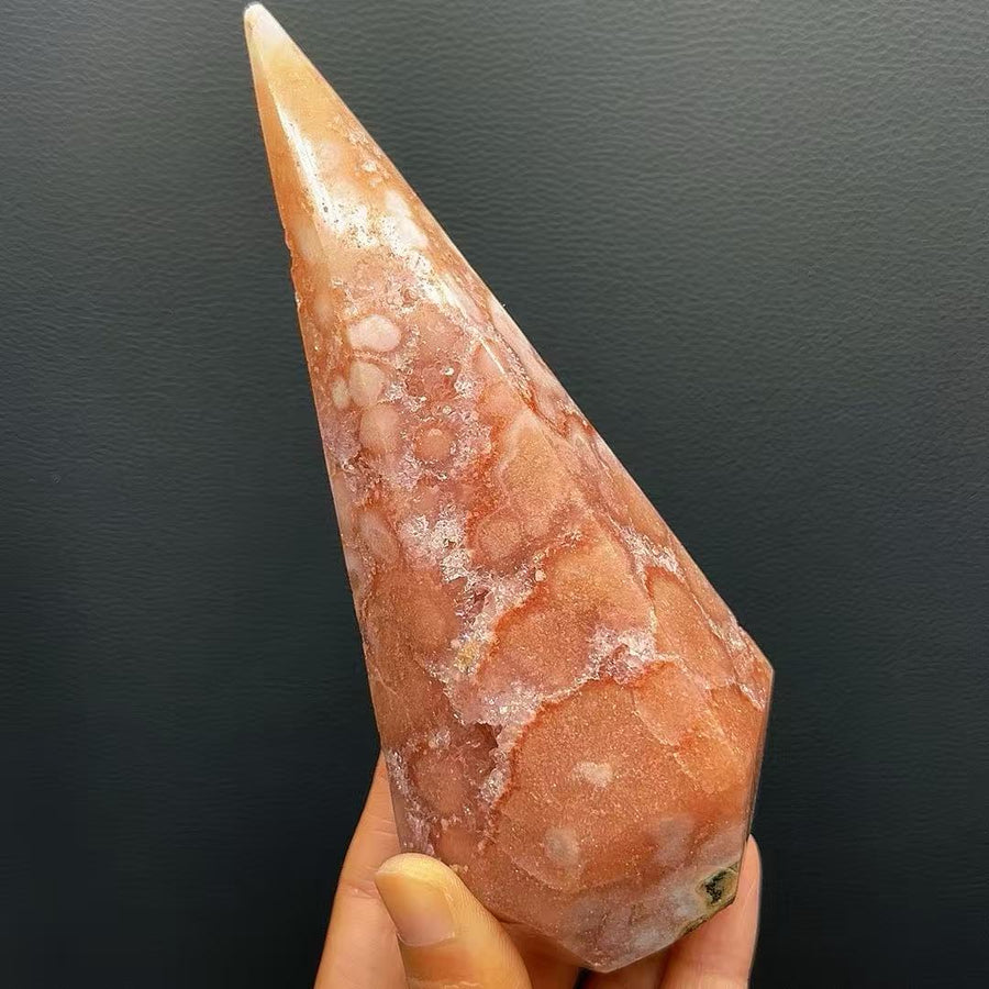 5A140G  Exquisite Cherry Blossom Agate Diamond Column