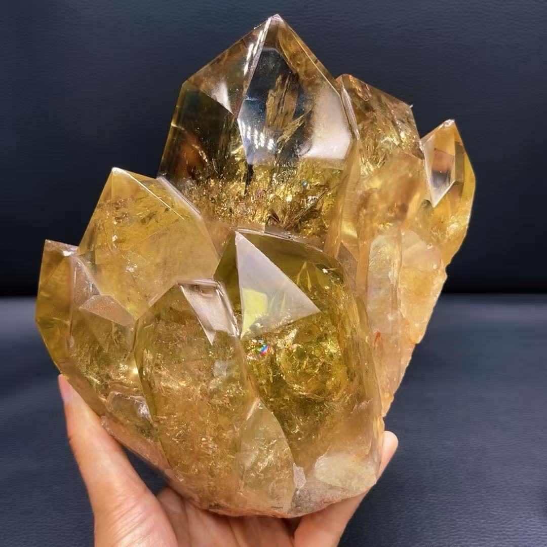 5A 3270G  Sparkling Citrine Cluster Large Ornament