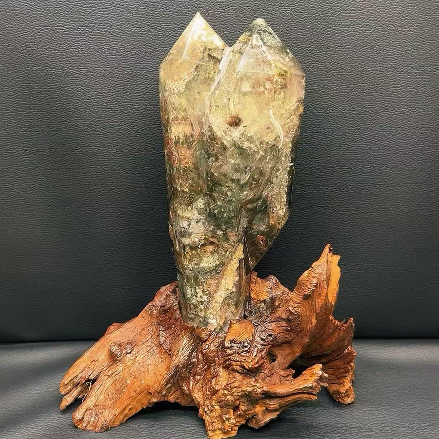 5A3120G   Premium Natural Double Terminated Green Phantom Point