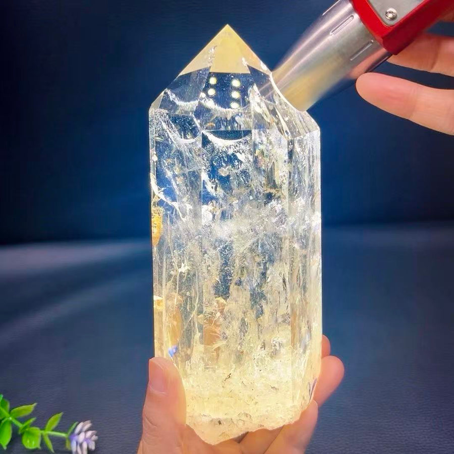 5A 1780G   Flashy Rainbow Blue Needle Crystal Column Ornament