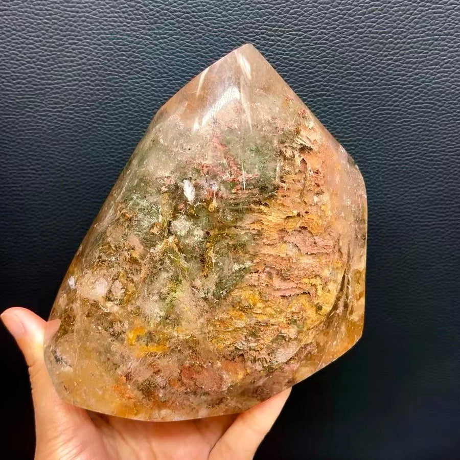 5A1500G  Irregular Multicolor Phantom Quartz Ornament