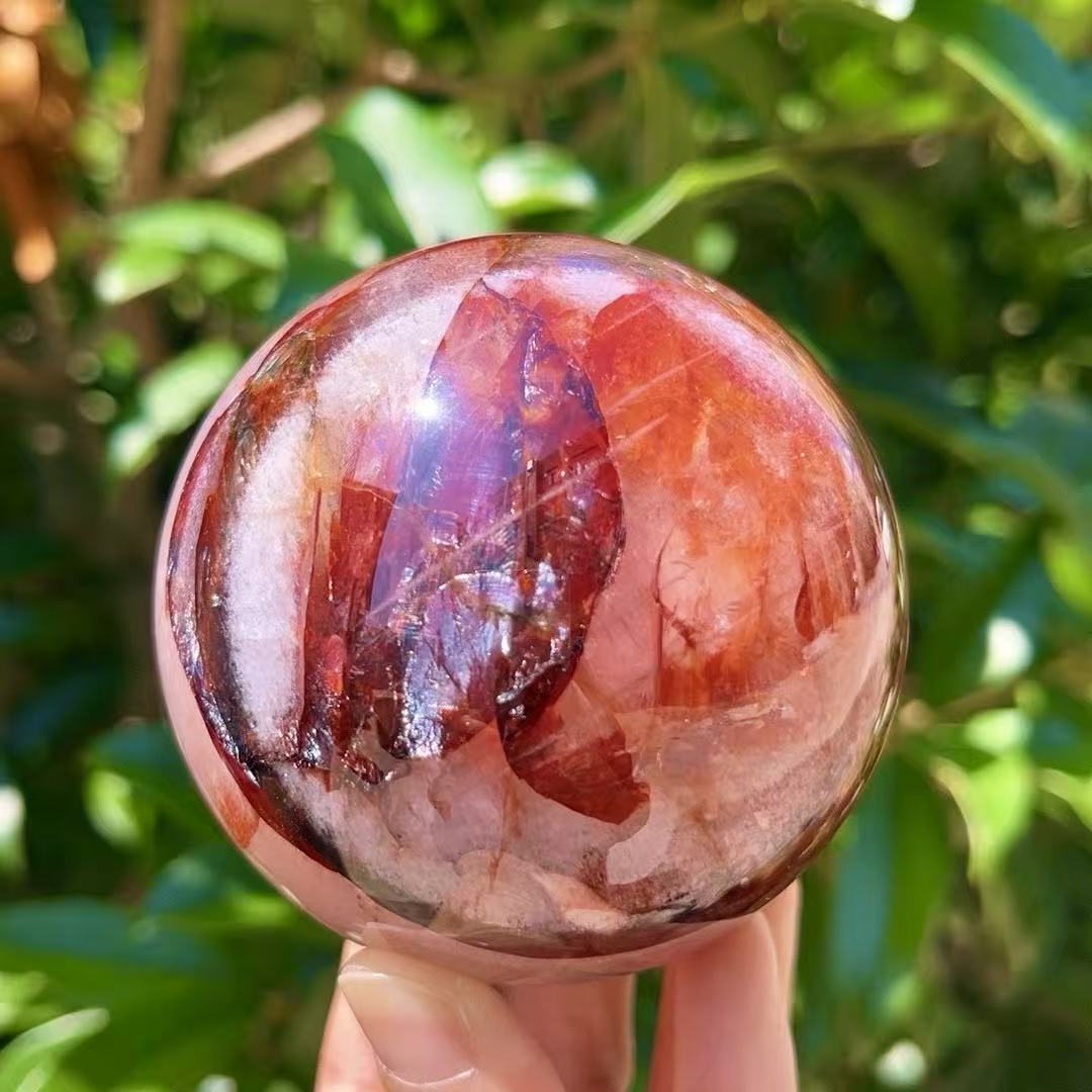 Sparkling Red & Yellow Flower Quartz Sphere