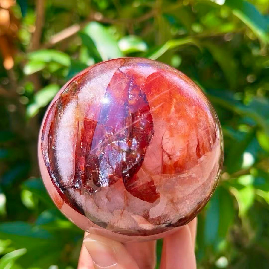 Sparkling Red & Yellow Flower Quartz Sphere
