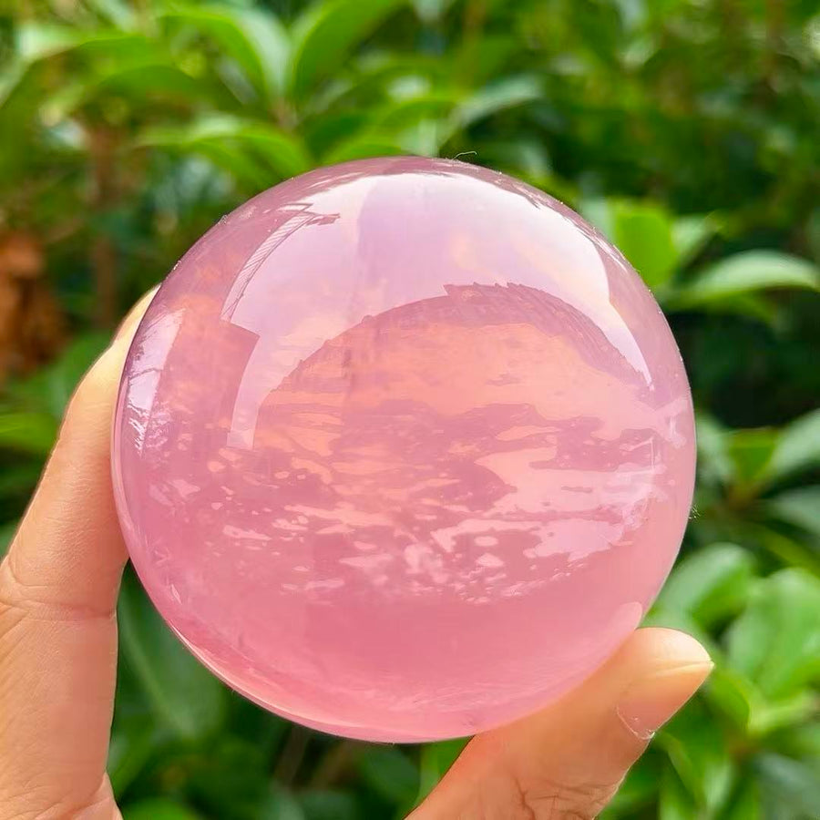 5A 400G  Delicate Glittery Pink Crystal Sphere