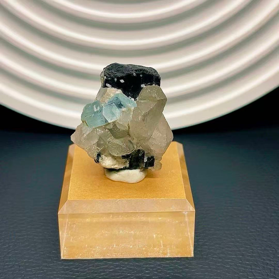 5A30G  High-grade black tourmaline & white quartz intergrowth