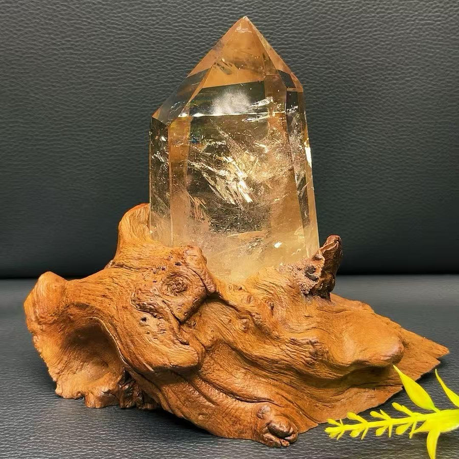5A 580G  Super Clear Flashy Smoky Quartz Crystal Point Decor