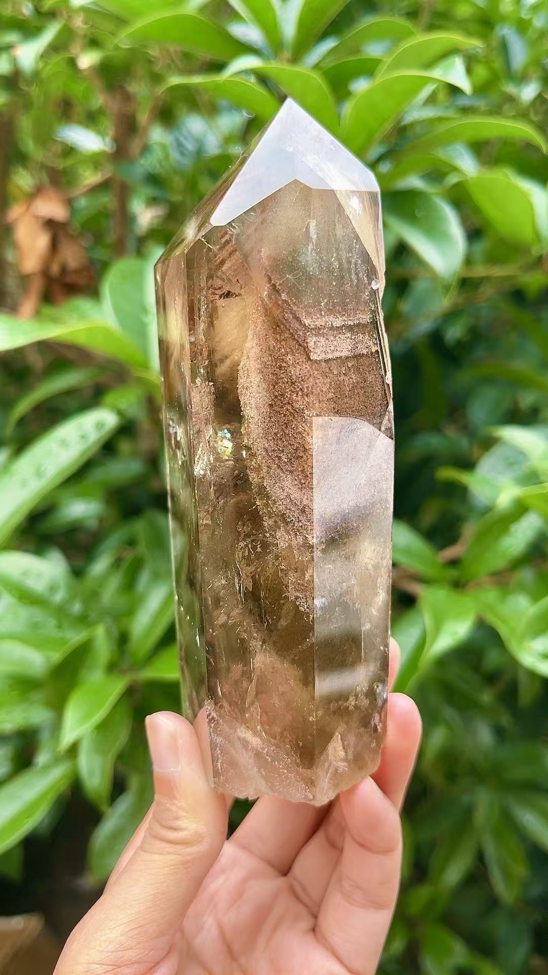 5A 470G  Natural Hidden Mountain Green Phantom Quartz Column Ornament