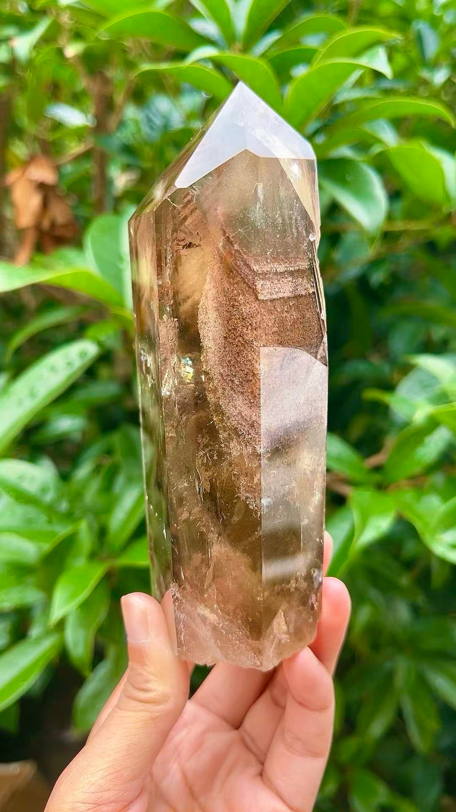5A 470G  Natural Hidden Mountain Green Phantom Quartz Column Ornament