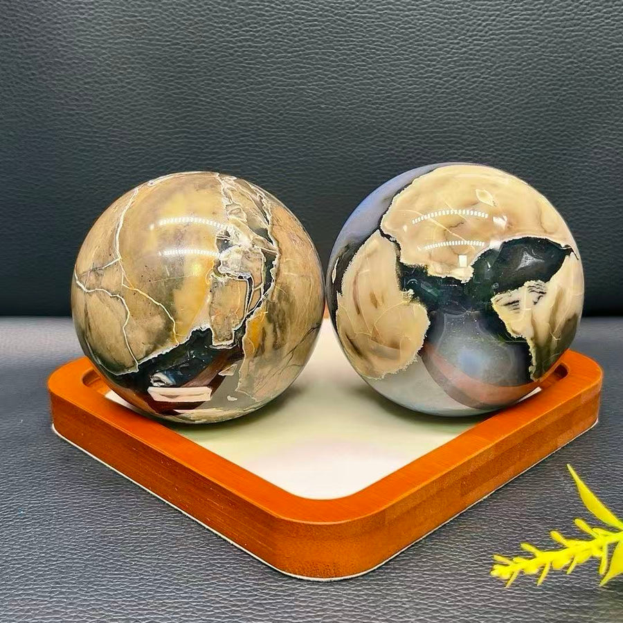 5A620G   Fiery Veined Volcanic Agate Sphere