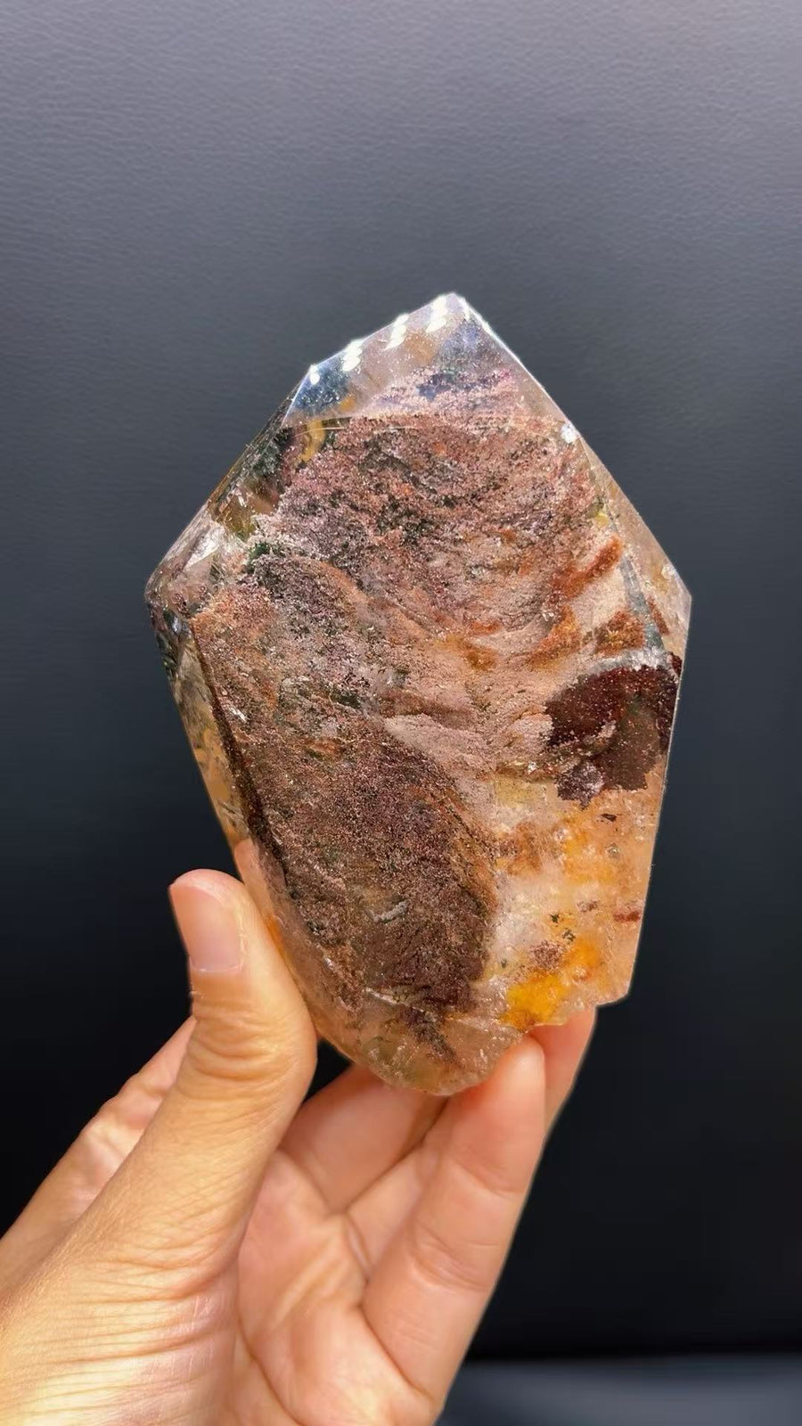 5A  420G  Red ahd  Garden phantom Quartz Lrregular Golden healer
