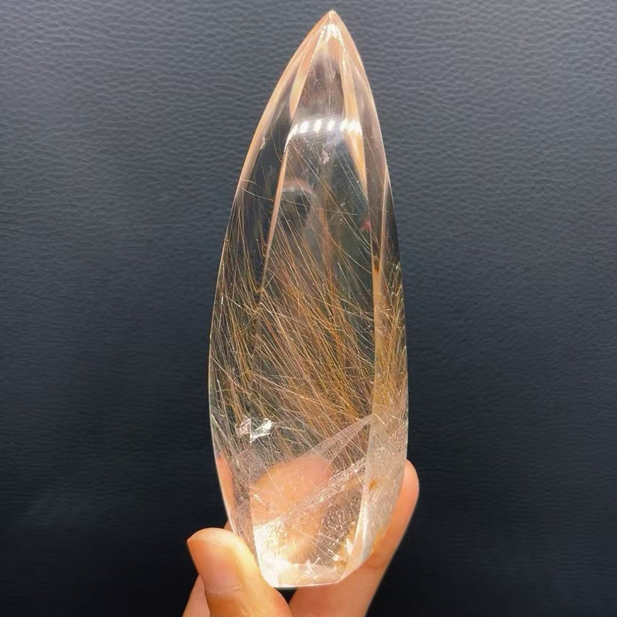 5A320G   Super Clear Rutilated Quartz Column Ornament