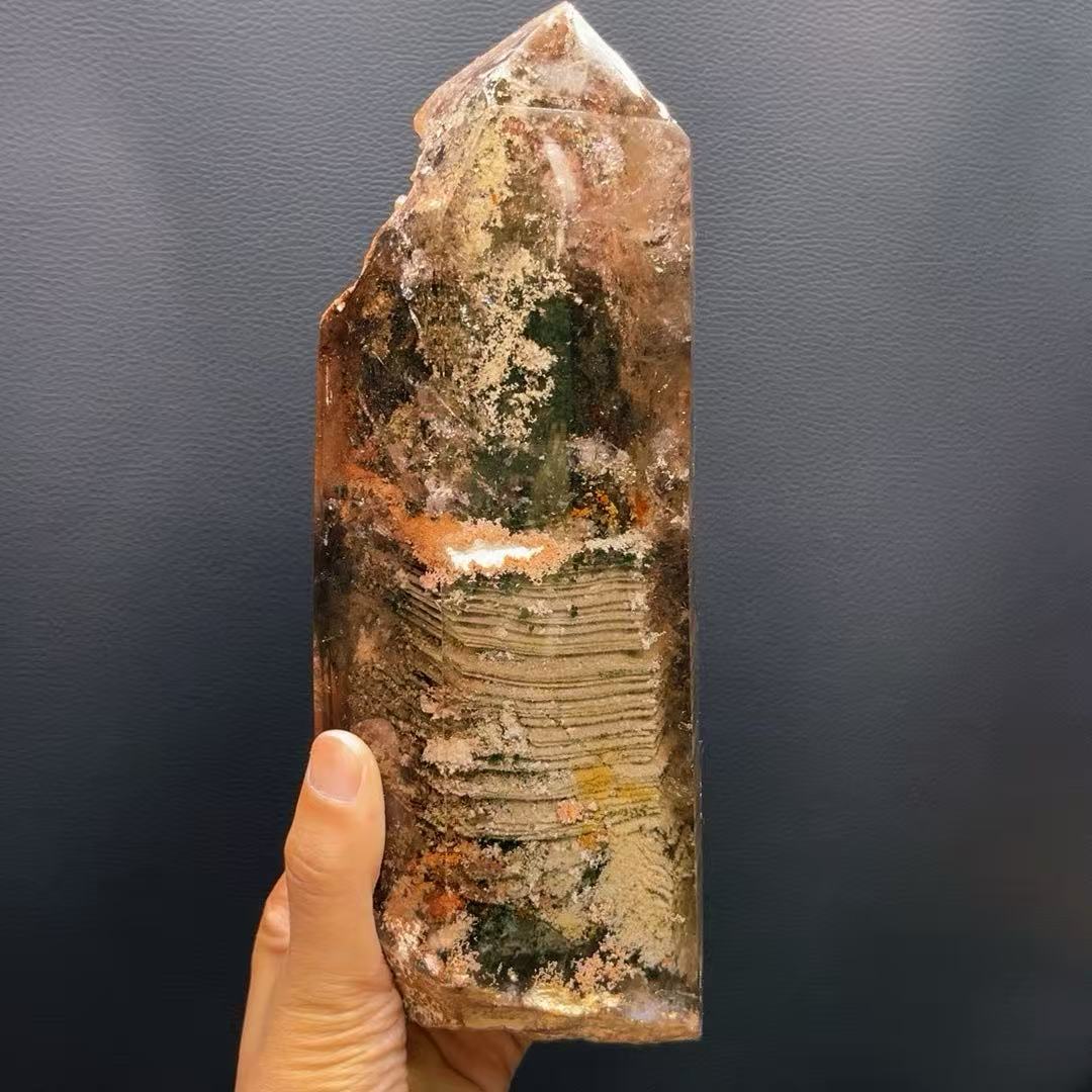 5A 2220G  Natural  Multicolor Phantom Crytal Point