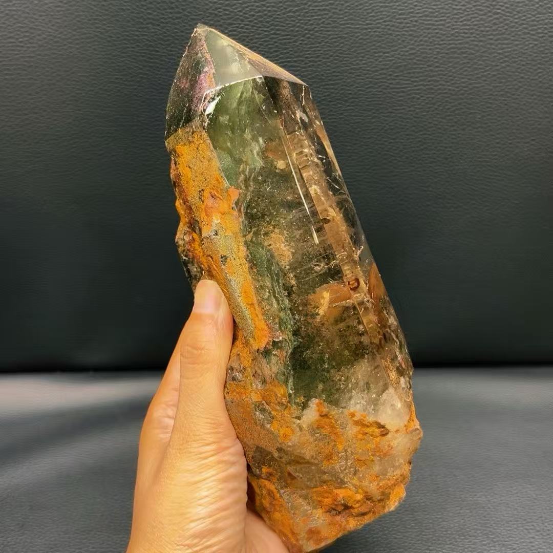 5A 1650G   Green Phantom Large Crystal Pillar Ornament