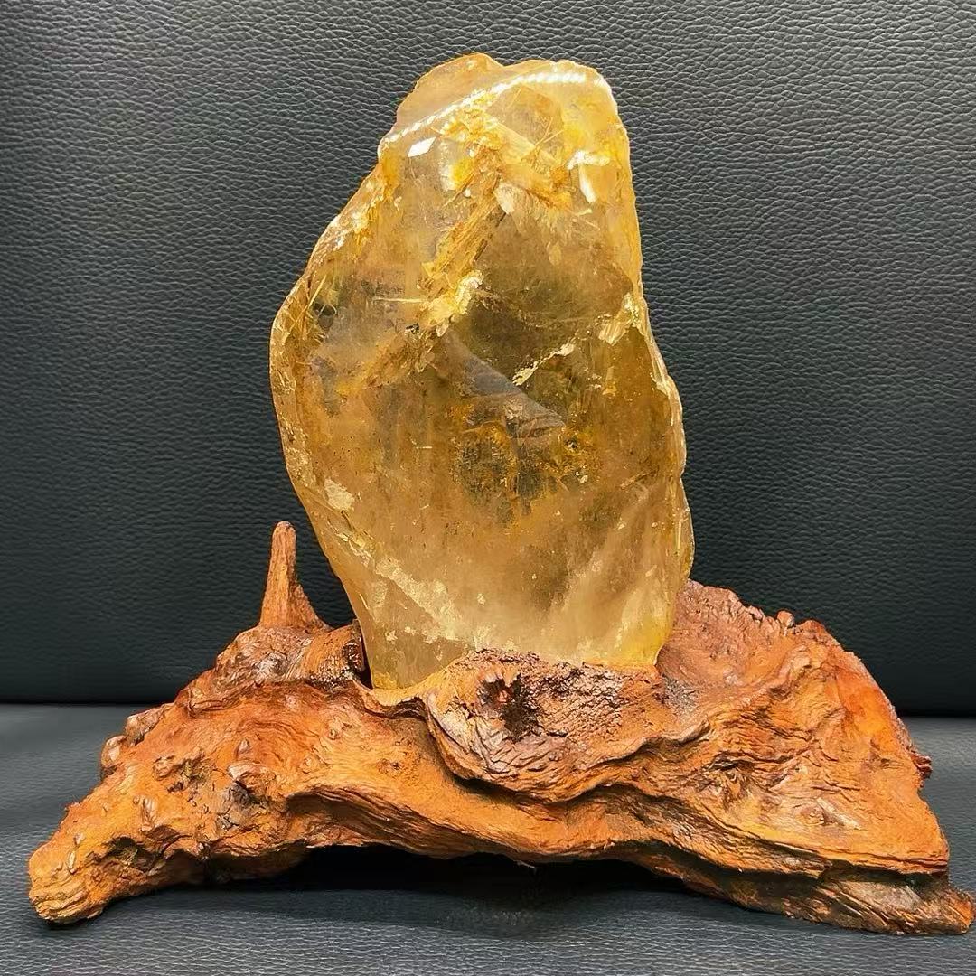 5A1420G  Warm Golden Citrine Decor with Natural White Tourmaline & Rainbow Sheen