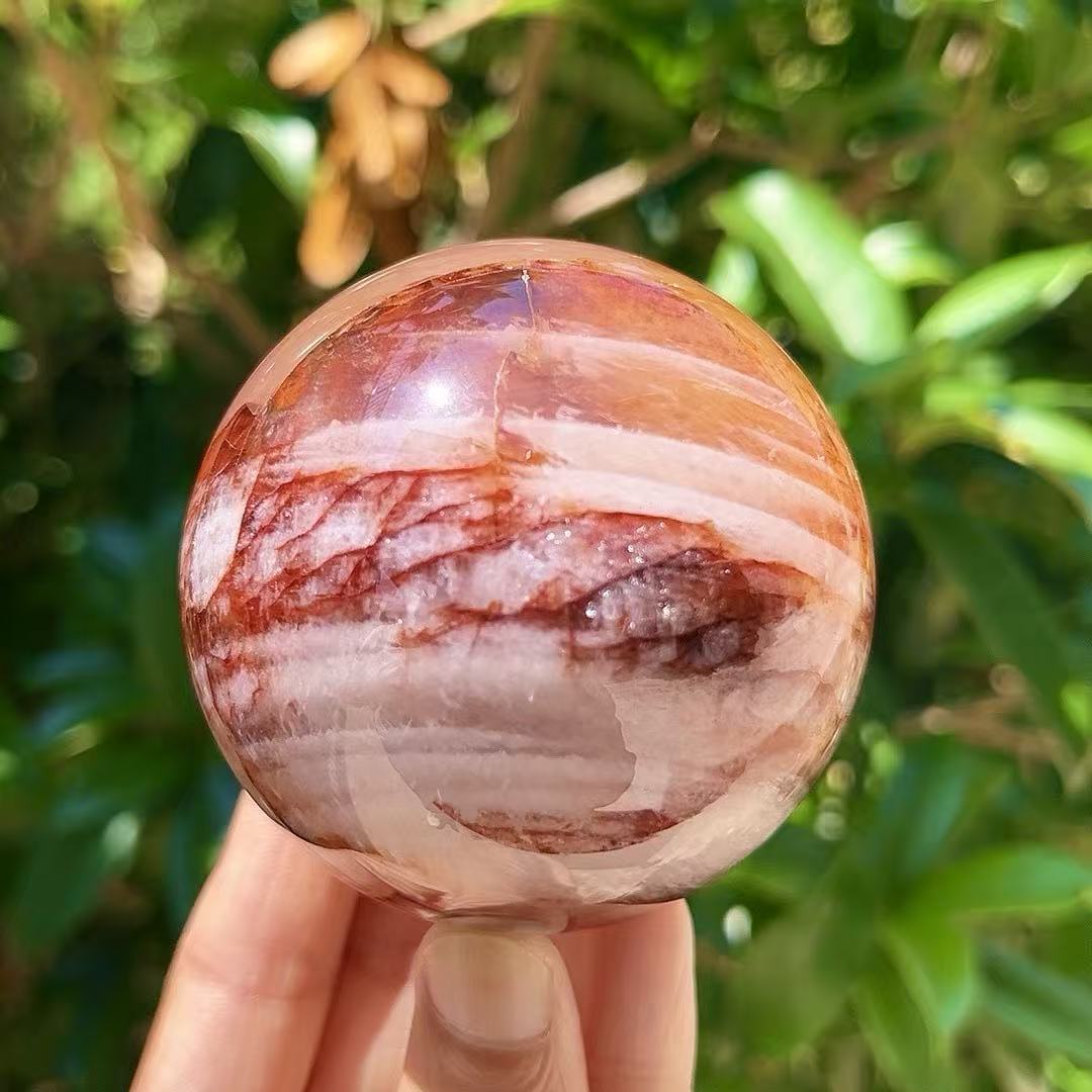 Sparkling Red & Yellow Flower Quartz Sphere
