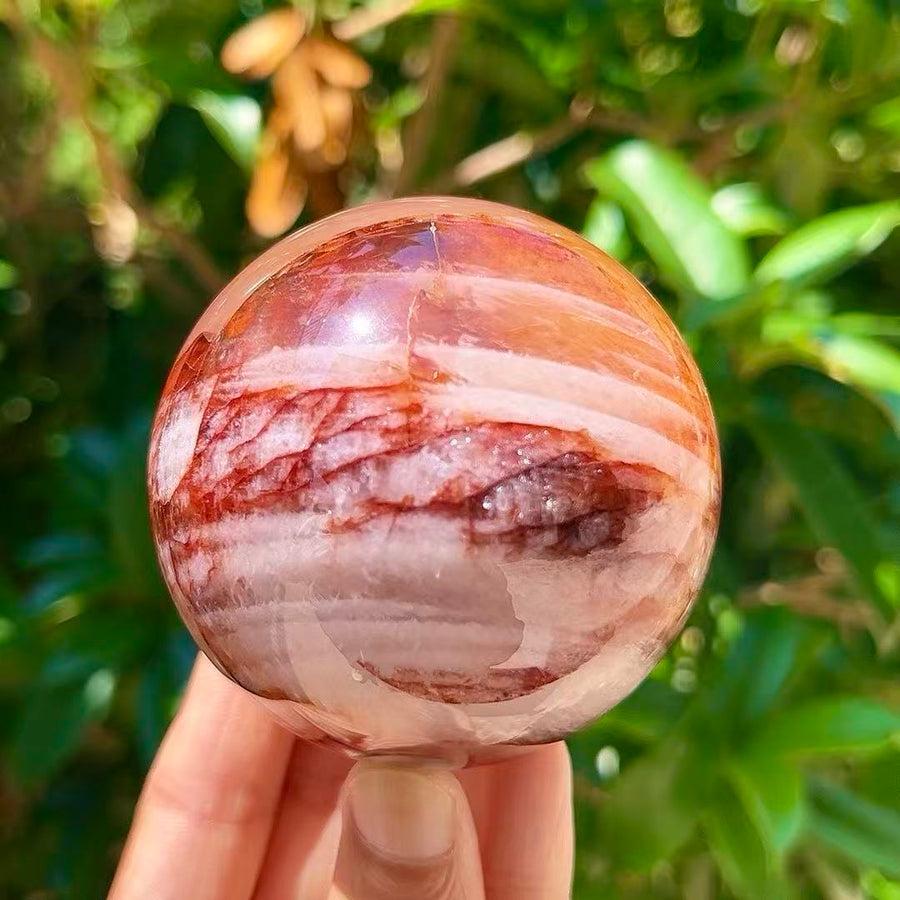 Sparkling Red & Yellow Flower Quartz Sphere