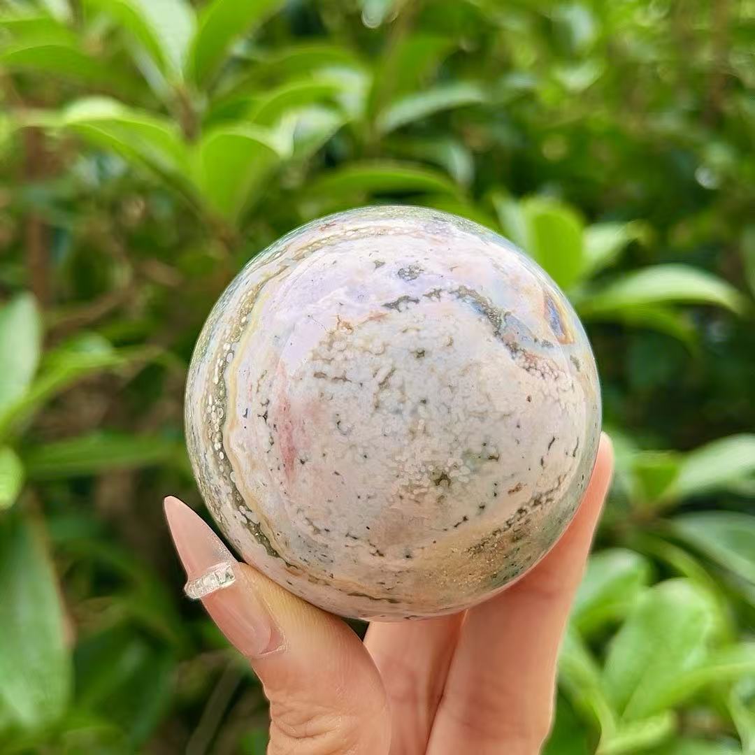 5A300G   Vivid Veined Eight-gen Ocean Jasper Orb