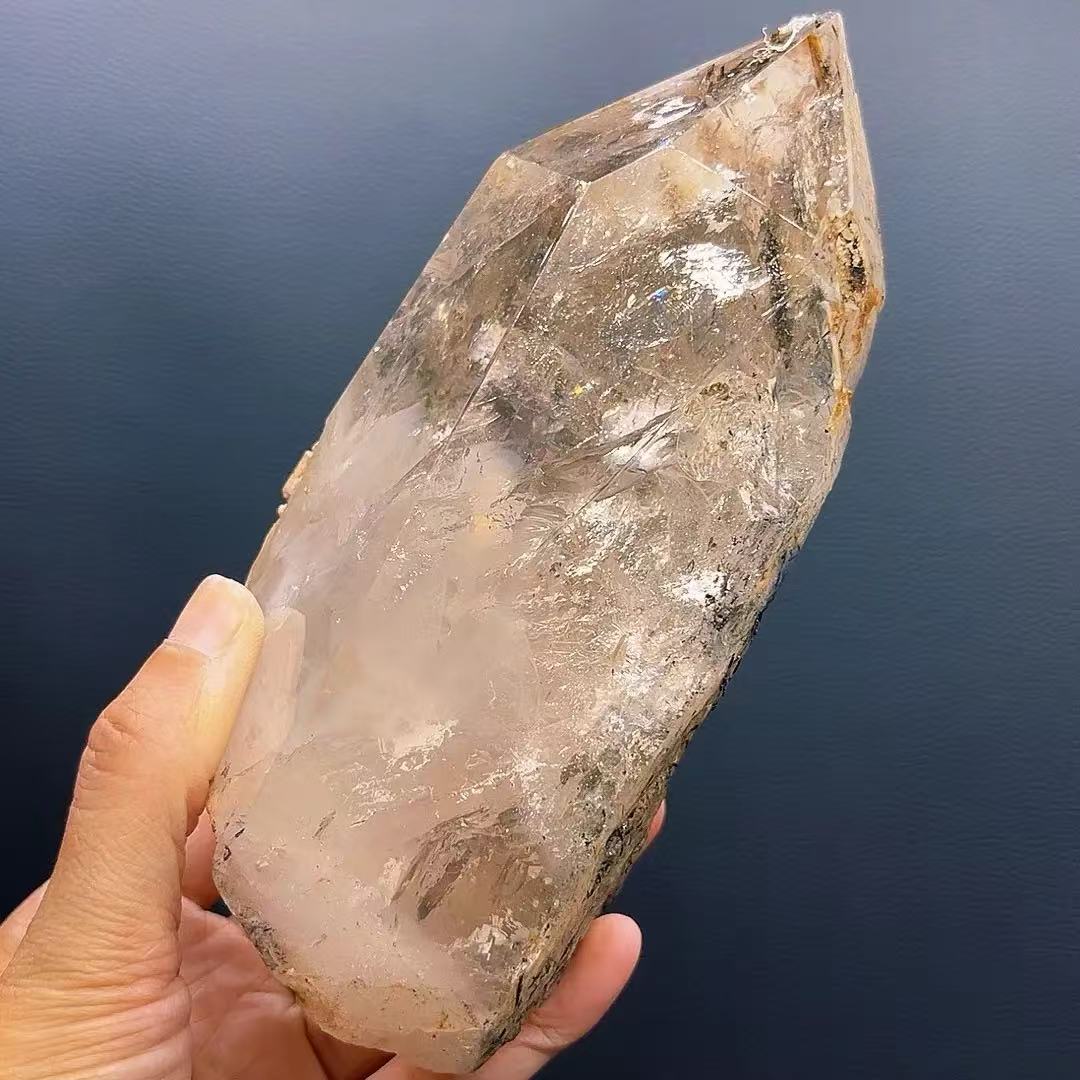 5A1330G   Sparkling Iridescent Black Tourmaline Quartz Wand Ornament