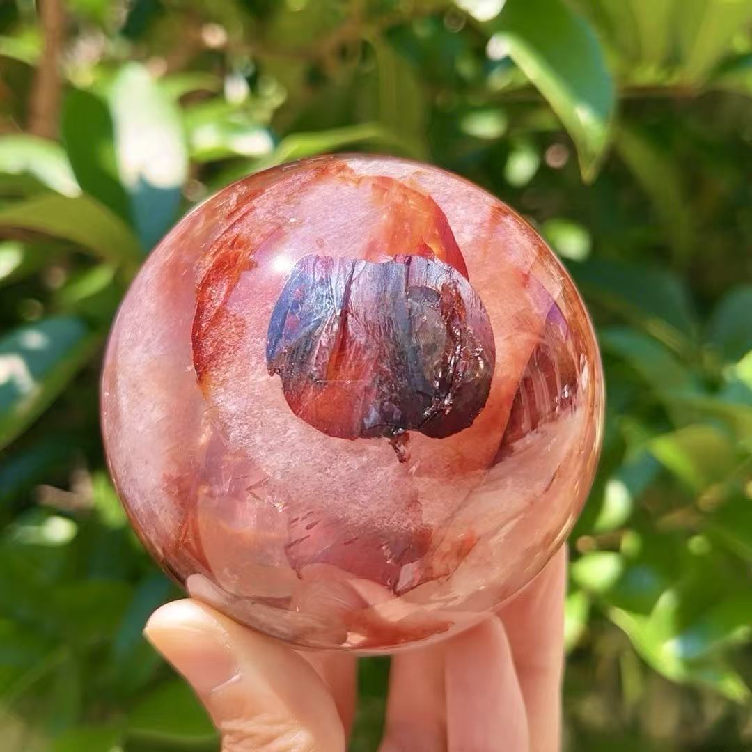 Sparkling Red & Yellow Flower Quartz Sphere