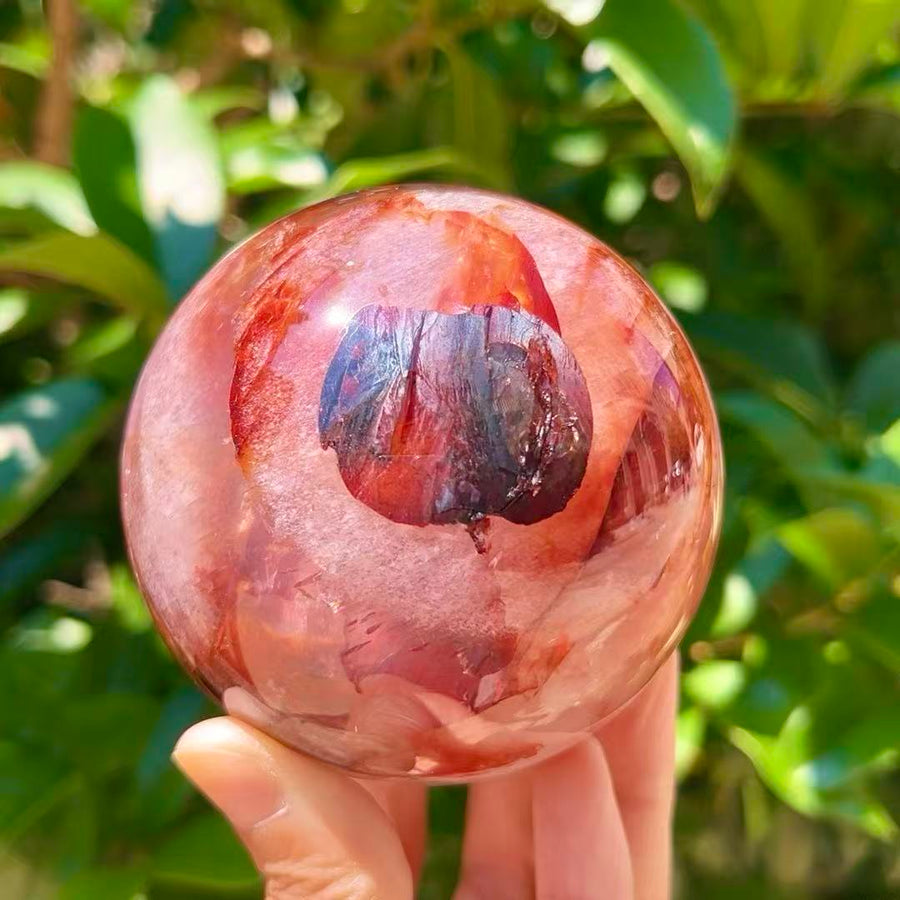 Sparkling Red & Yellow Flower Quartz Sphere