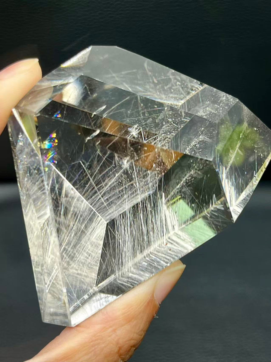 5A 250G Natural transparent White Rutilated clear Quartz lrregular Ornament freeform