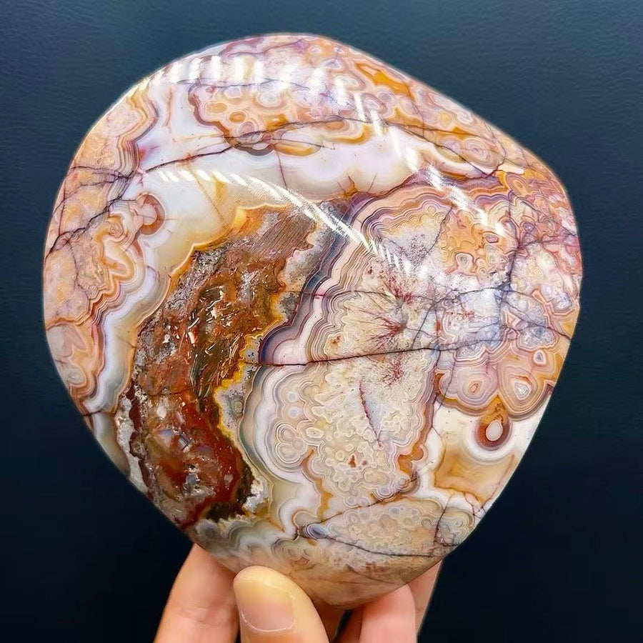 5A500G Natural mexico agate crazy banding Silk Agate freeform