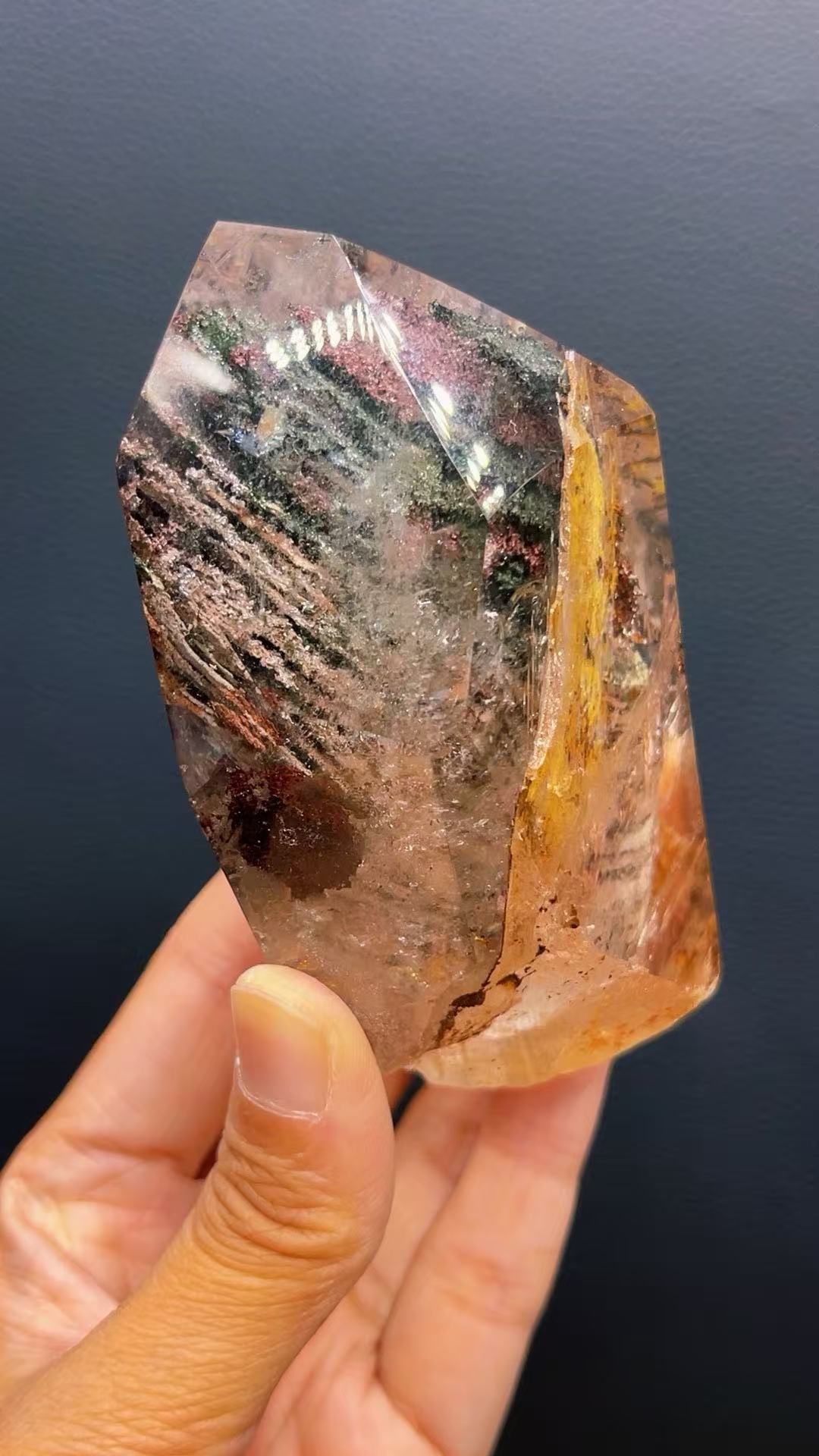 5A  270G  Red ahd  Garden phantom Quartz Lrregular Ornaments
