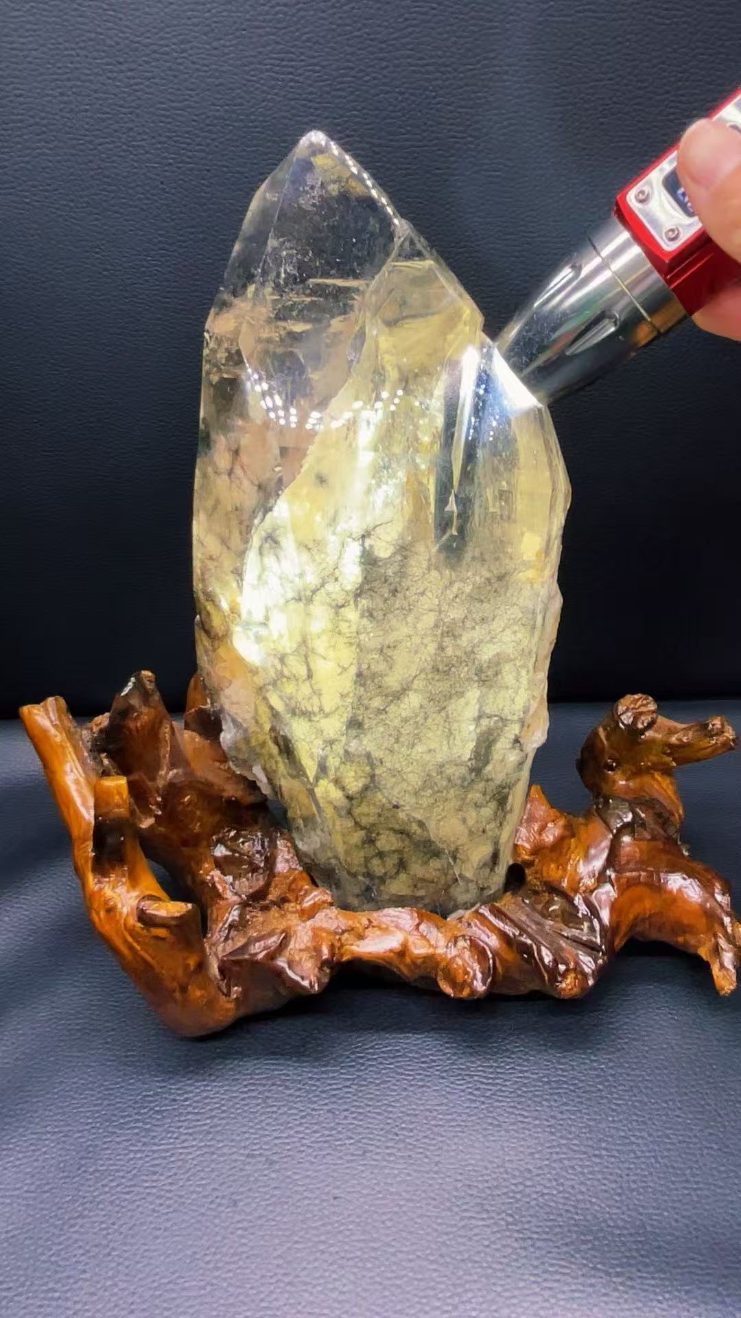 5A  2250G  Black Rutilated Quartz  Clear Quartz Ornament