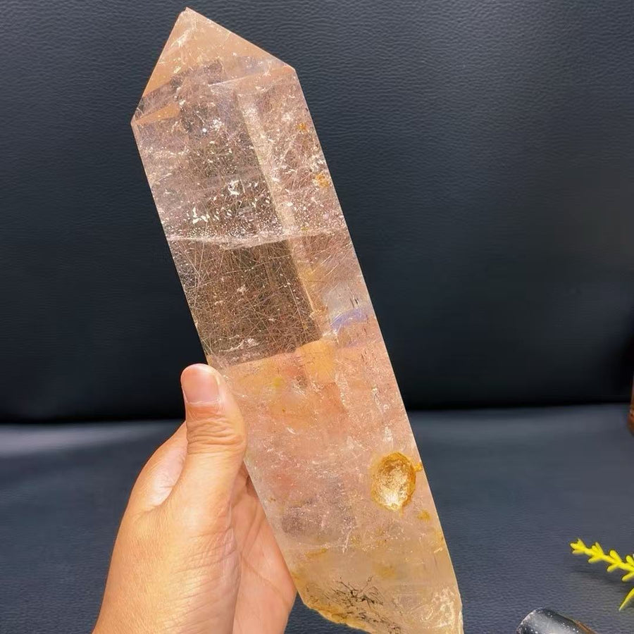 5A  2320G    Sparkling Rutilated Quartz Crystal Pillar Ornament