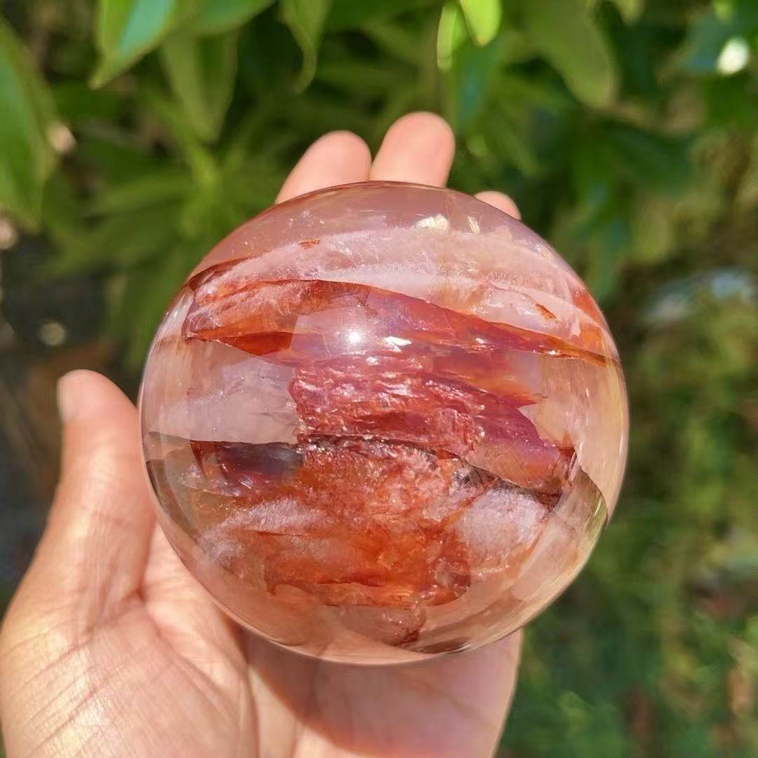 Sparkling Red & Yellow Flower Quartz Sphere