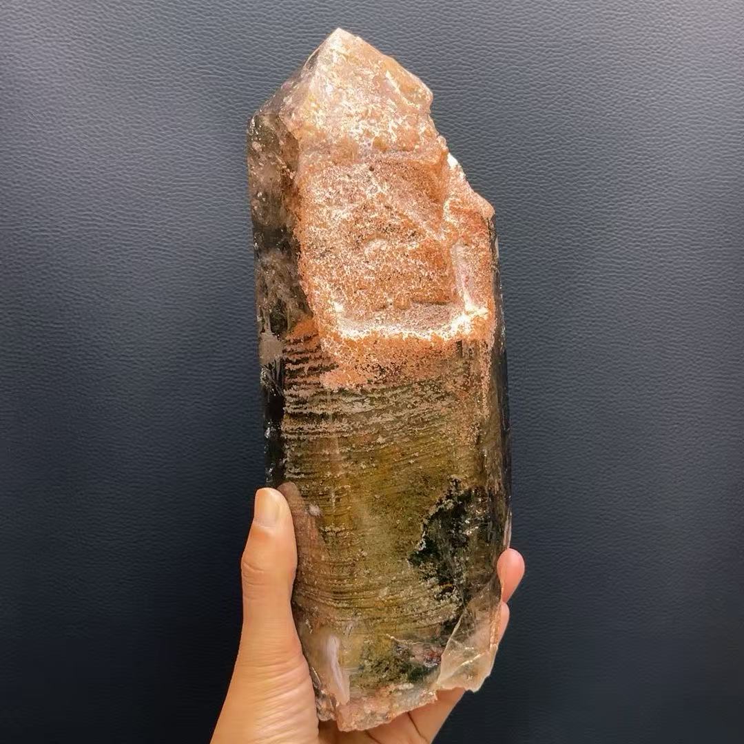 5A 2220G  Natural  Multicolor Phantom Crytal Point