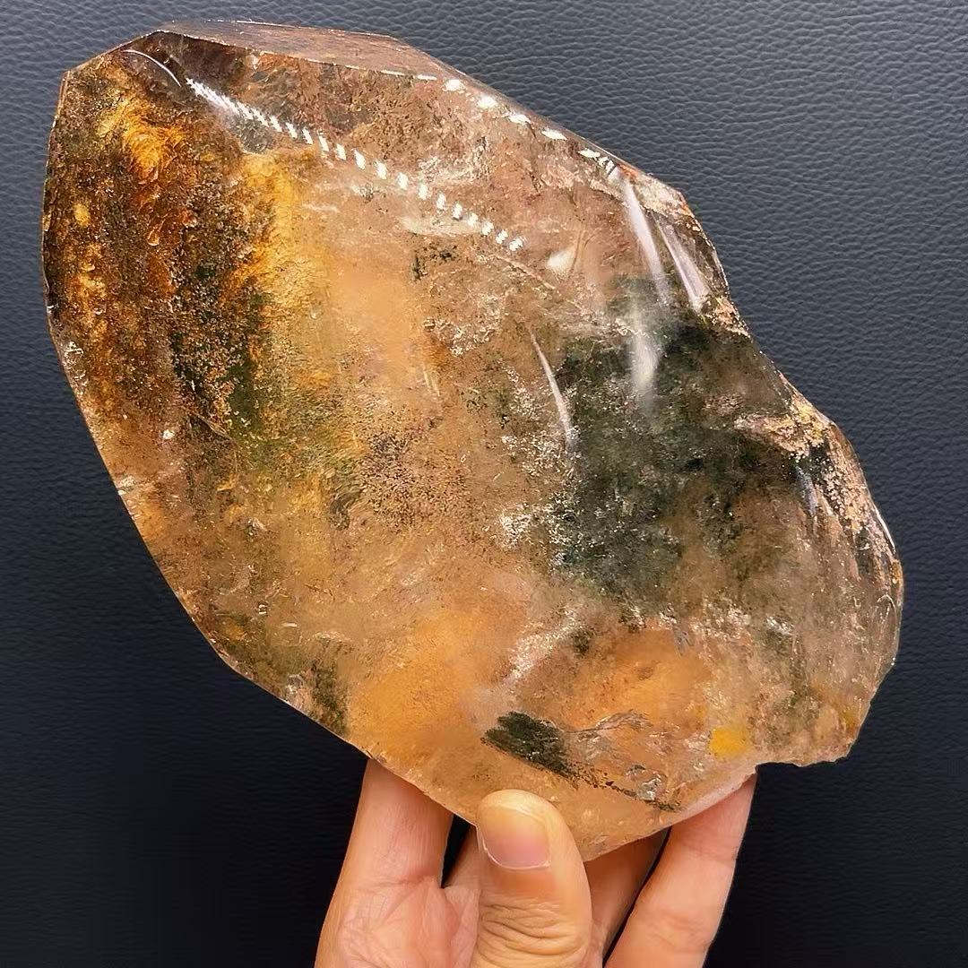 5A1820G     Premium Sparkly Clear Multi-Color Phantom Quartz Ornament