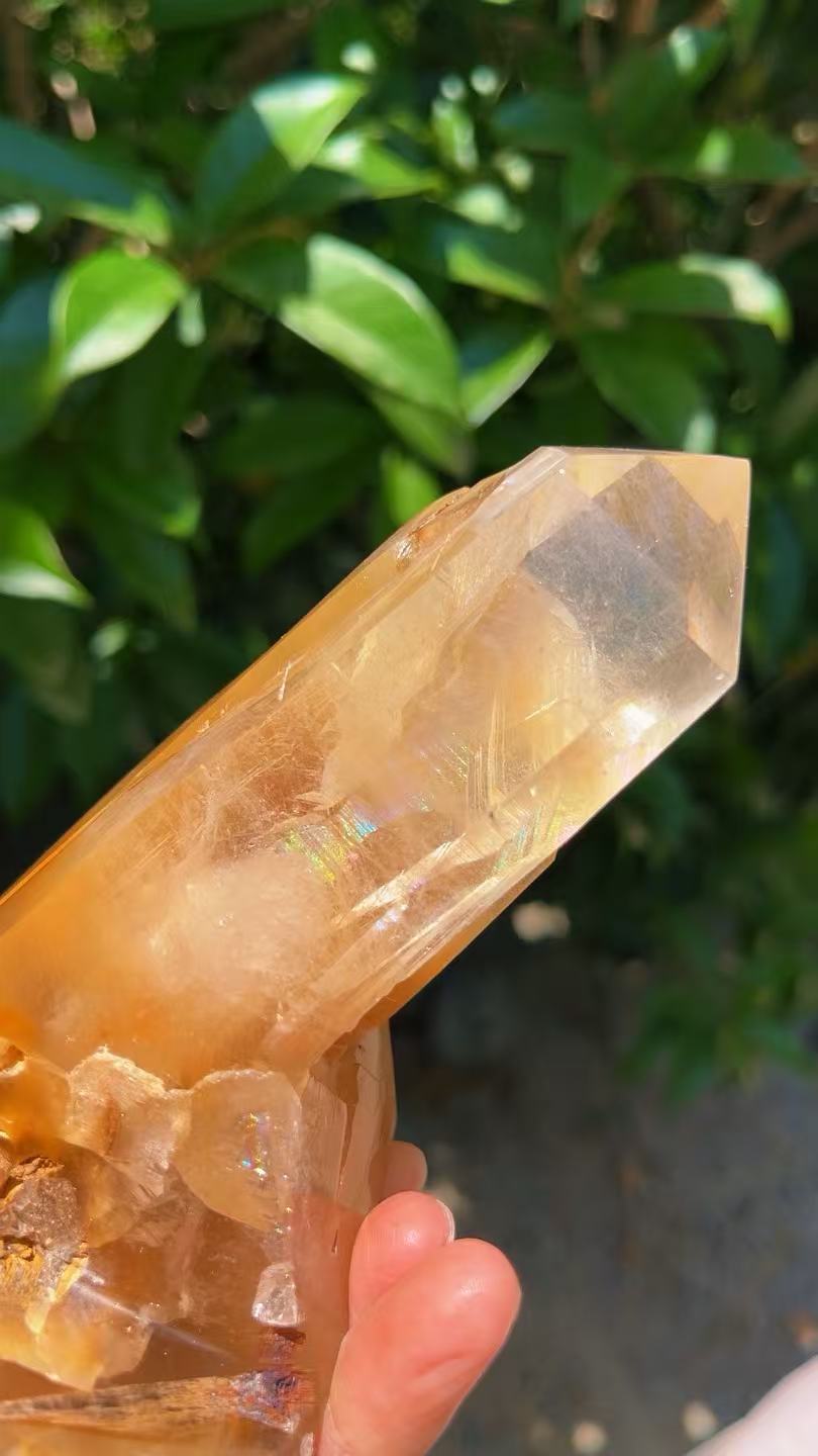5A 1320G   Natural  Patterned Yellow Rabbit Hair Crystal