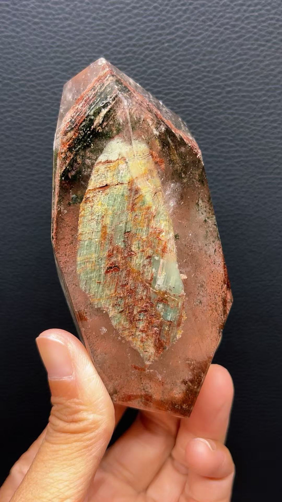 5A  270G  Red ahd  Garden phantom Quartz Lrregular Ornaments